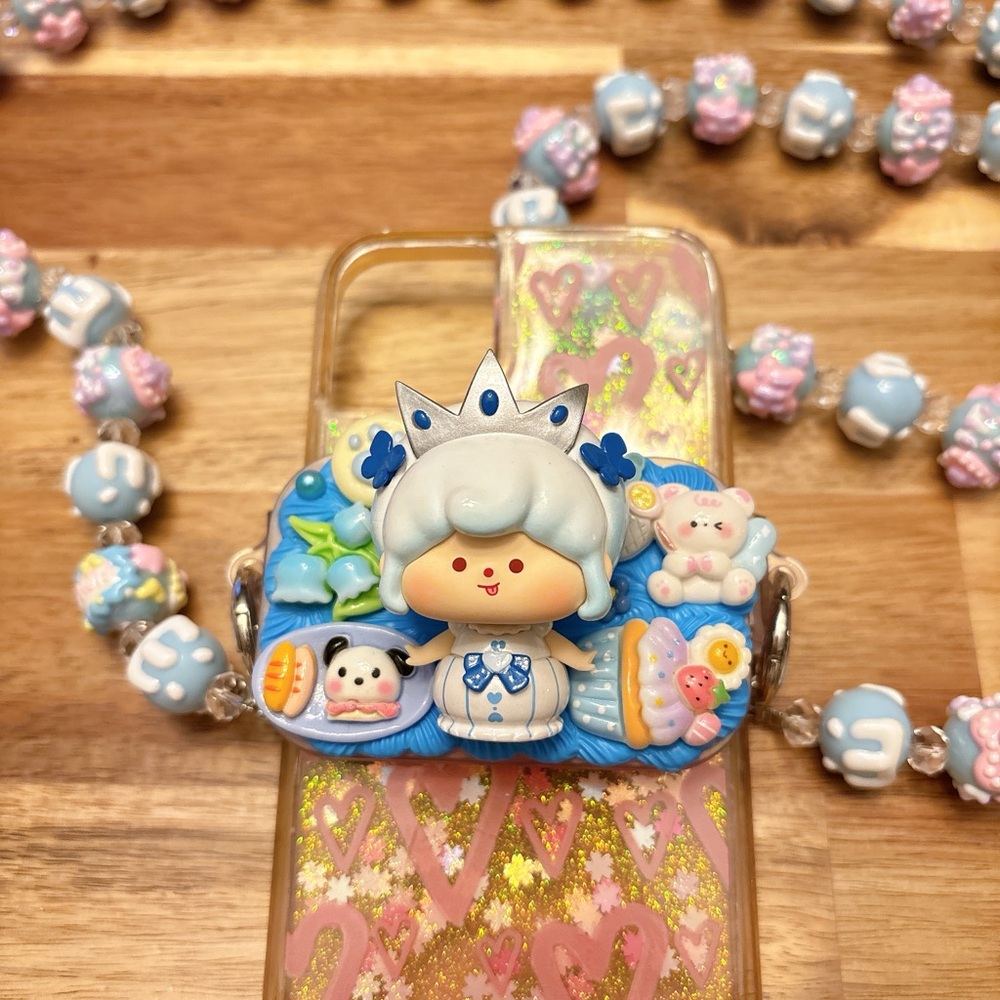 Handmade Kawaii Crossbody Strap With Branded Beans Deco Phone Back Clip -mirror